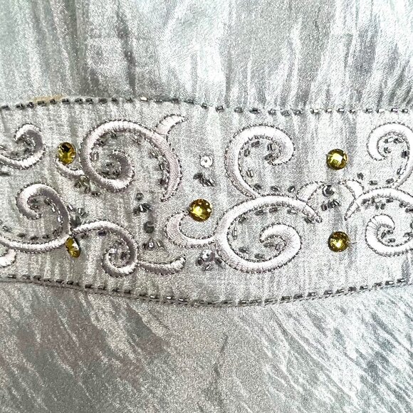 Davids Bridal Silver Tiered Ruffle Cocktail Dress 14 Mother of Bride - Picture 5 of 13